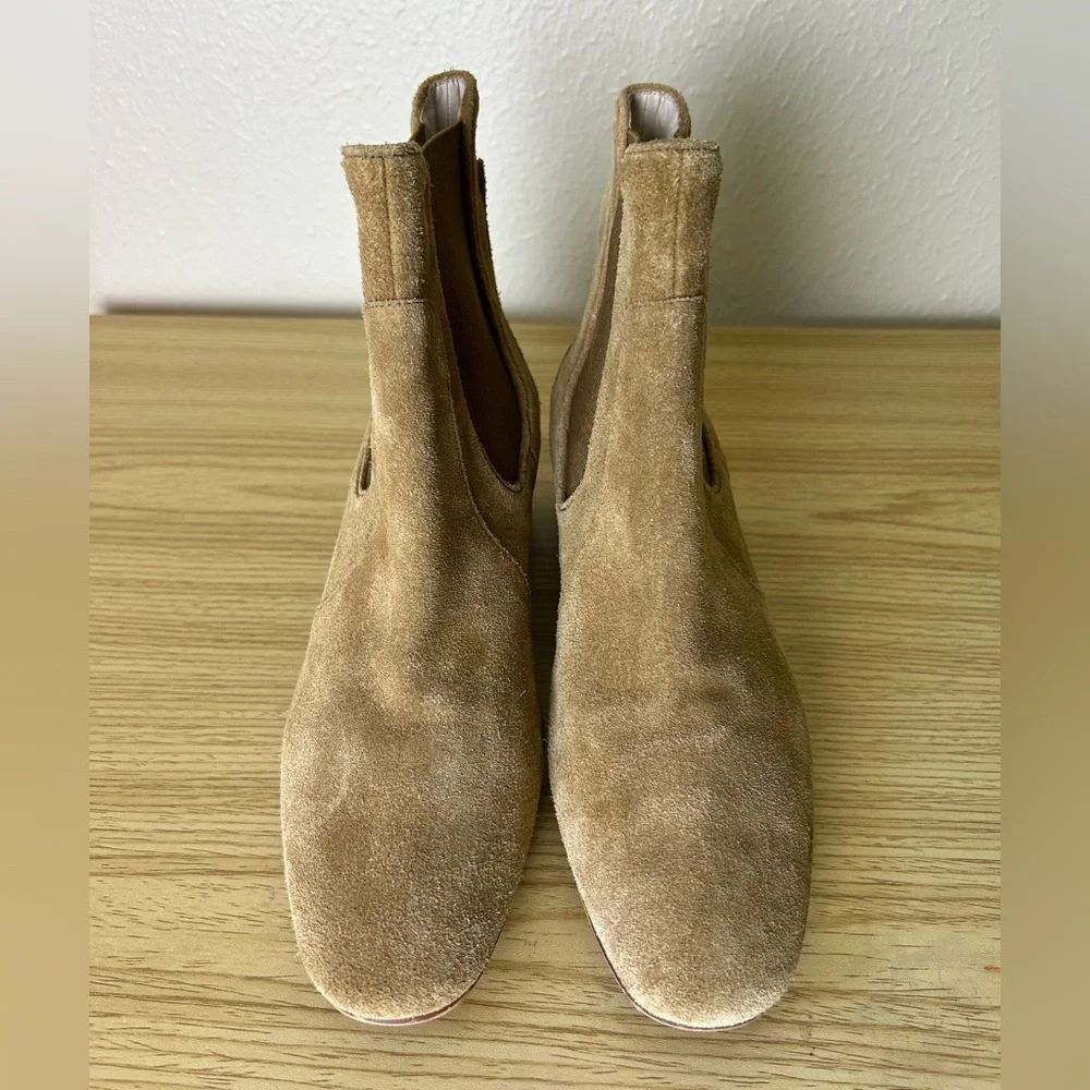ZARA real suede tan ankle chelsea boots